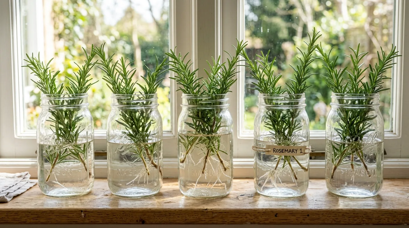 Rosemary in Mason Jars